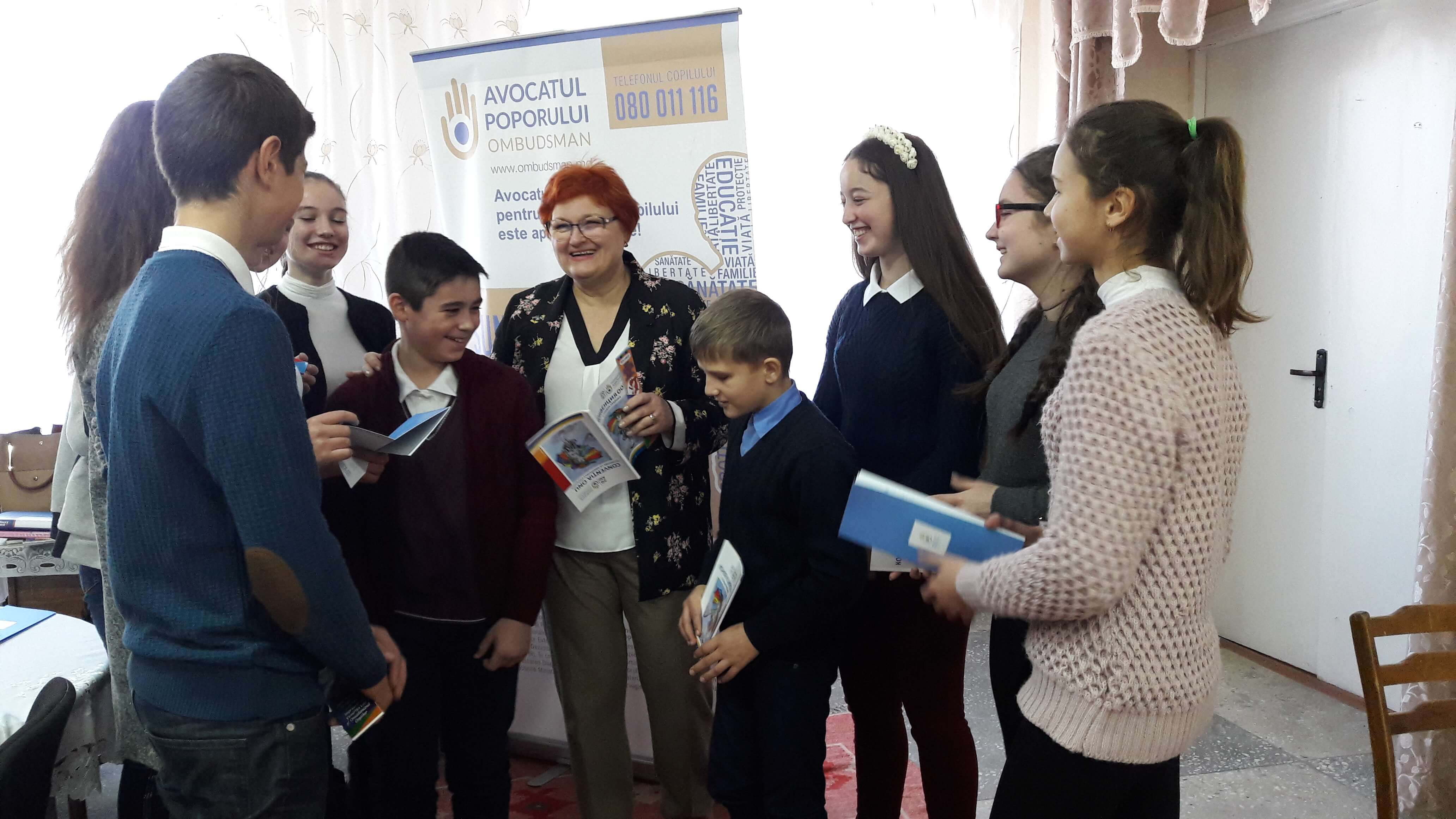 Ombudsmanul Copiilor Maia Bănărescu la IP Liceul Teoretic „Grigore Vieru” din satul Borogani, raionul Leova