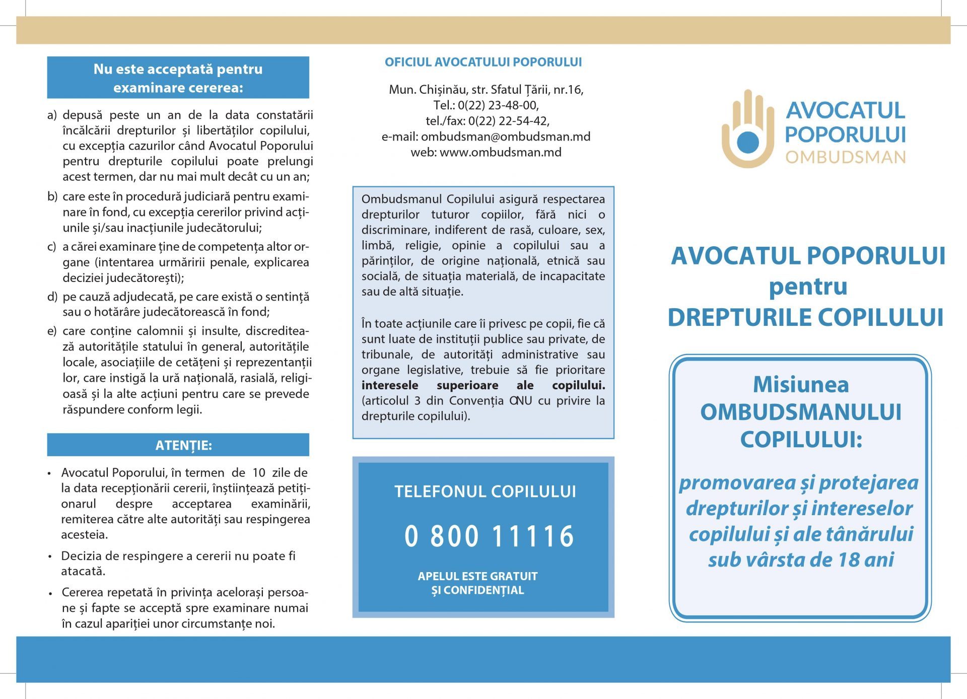 Ce trebuie să știe adulții despre Avocatul Poporului pentru drepturile copilului?