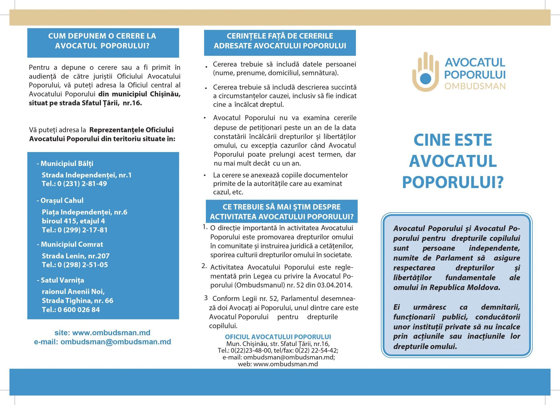 Informația despre Avocatul Poporului – mai acccesibilă publicului