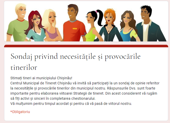 Ombudsmanul Copilului îndeamnă tinerii din Chișinău să participe la sondajul online prin care vor fi identificate problemele cu care aceștia se confruntă