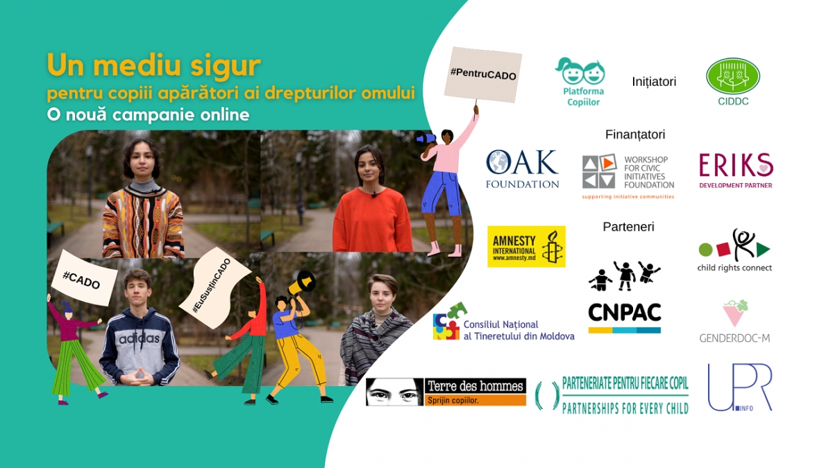 Avocatul Poporului pentru drepturile copilului susține Campania „Un mediu sigur pentru copiii apărători ai drepturilor omului” lansată de Platforma Copiilor