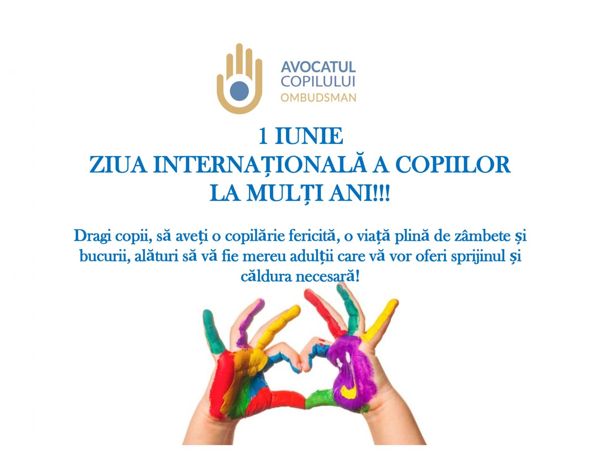 Felicitarea Avocatului Poporului pentru Drepturile Copilului Maia Bănărescu cu ocazia zilei internaționale a copilului
