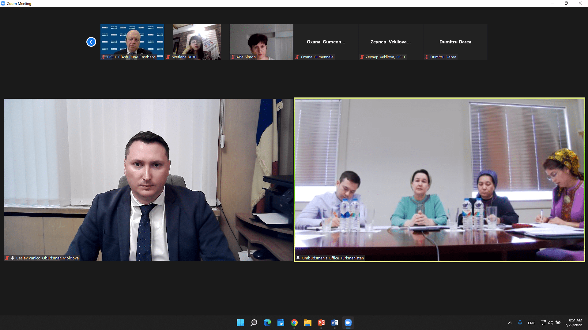 EXPERIENȚA OFICIULUI AVOCATULUI POPORULUI PRIVIND PREVENIREA, PROTECȚIA ȘI PROMOVAREA DREPTURILOR OMULUI PREZENTATĂ ȘI APRECIATĂ ÎN CADRUL UNUI TRAINING ORGANIZAT DE OSCE ȘI OMBUDSMANUL DIN TURKMENISTAN