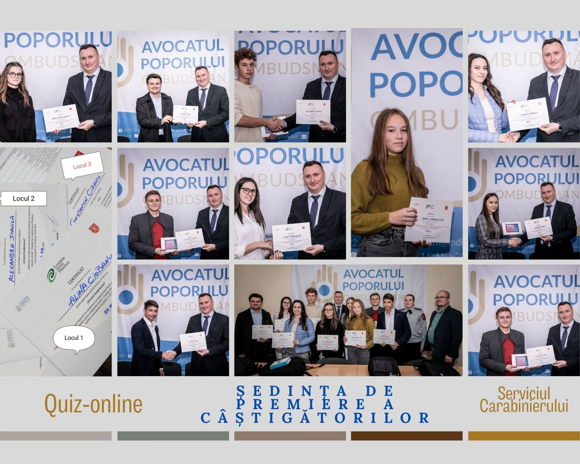 Premiile pentru Primul Quiz național cu genericul  „Serviciul Carabinierului”