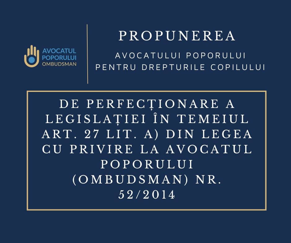 Avocatul Poporului pentru drepturile copilului a propus Ministerului Muncii și Protecției Sociale și Parlamentului să ofere posibilitatea anumitor categorii de copii să beneficieze concomitent de două tipuri de alocații sociale de stat