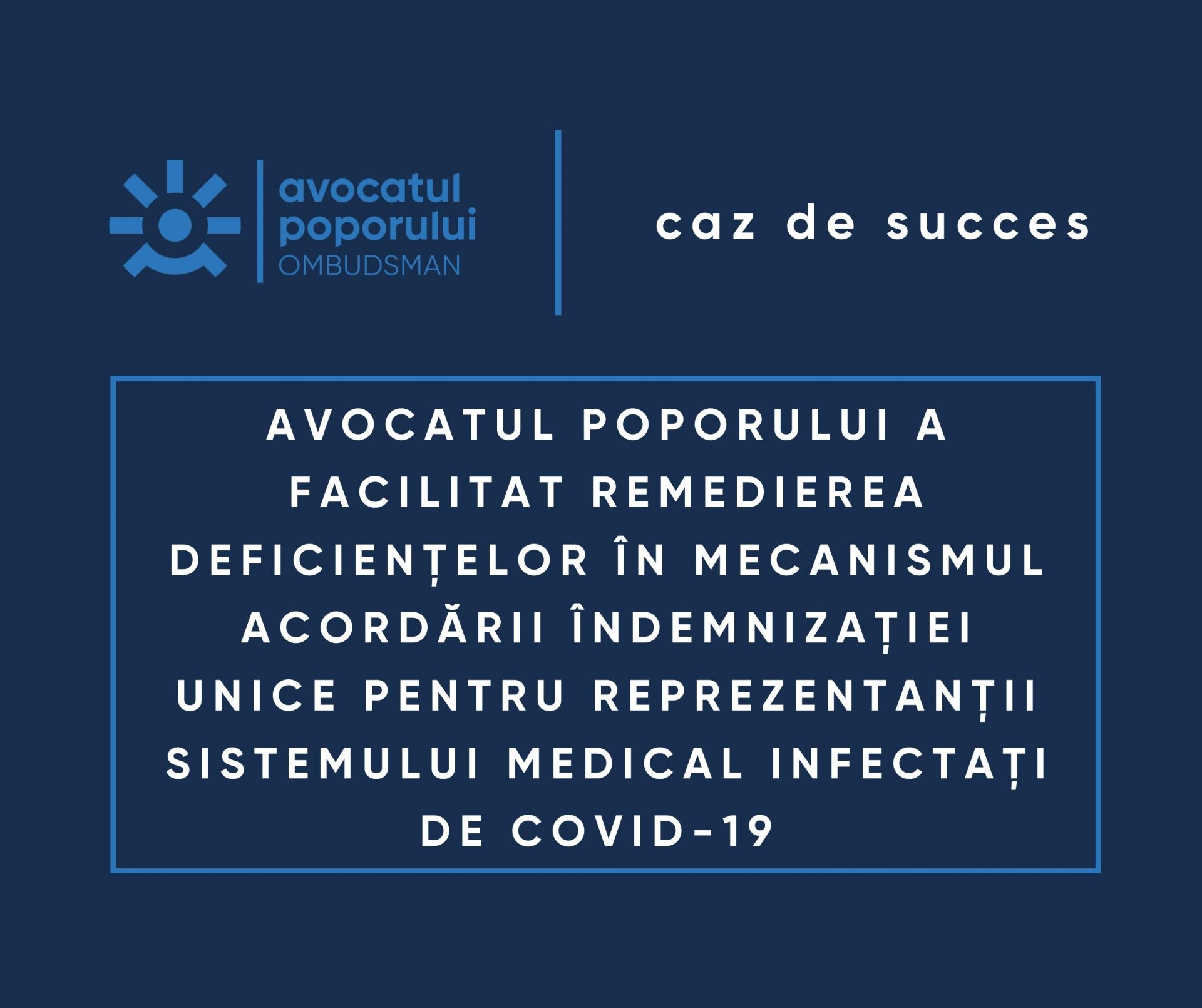 Avocatul Poporului a facilitat remedierea deficiențelor în mecanismul acordării îndemnizației unice pentru reprezentanții sistemului medical infectați de COVID-19, ca rezultat – 32 de lucrători medicali repuși în drepturi