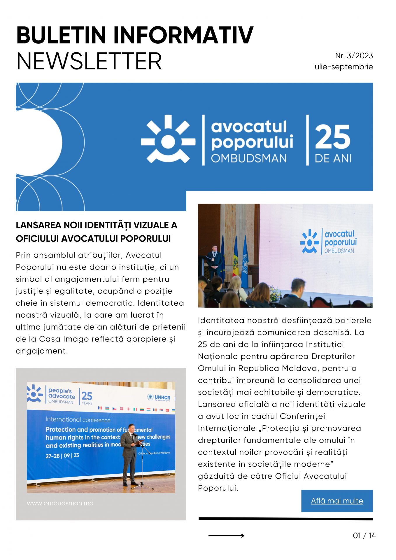 Buletinului Informativ al Oficiului Avocatului Poporului (iulie-septembrie 2023)